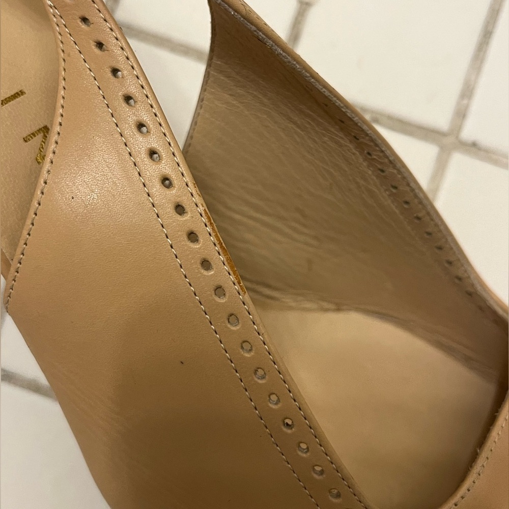 Celine Beige Leather Slingback Heels Women’s Size 10 / 40 EU with FLAWS - Picture 4 of 13